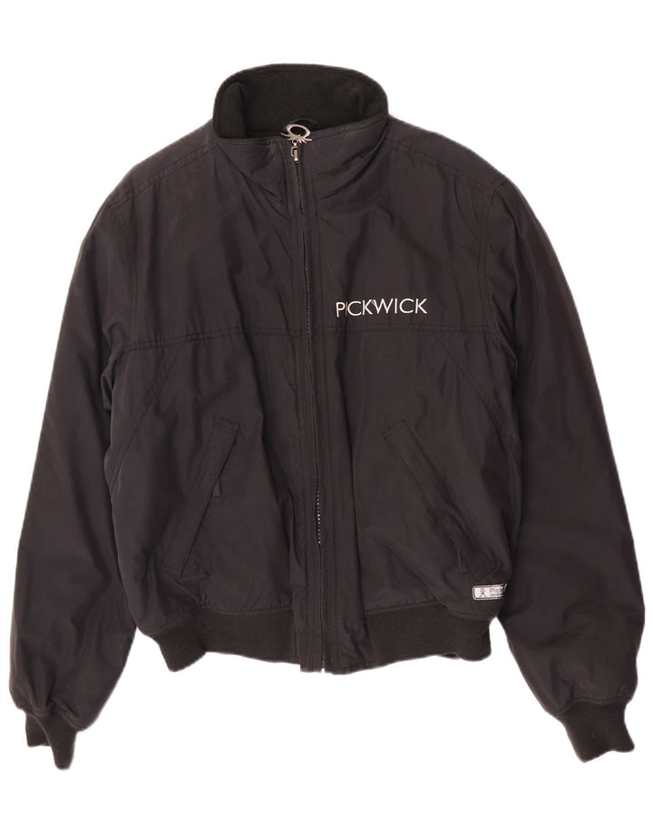 Pickwick Herren gepolsterte Bomberjacke UK 38 Mittelschwarze Baumwolle