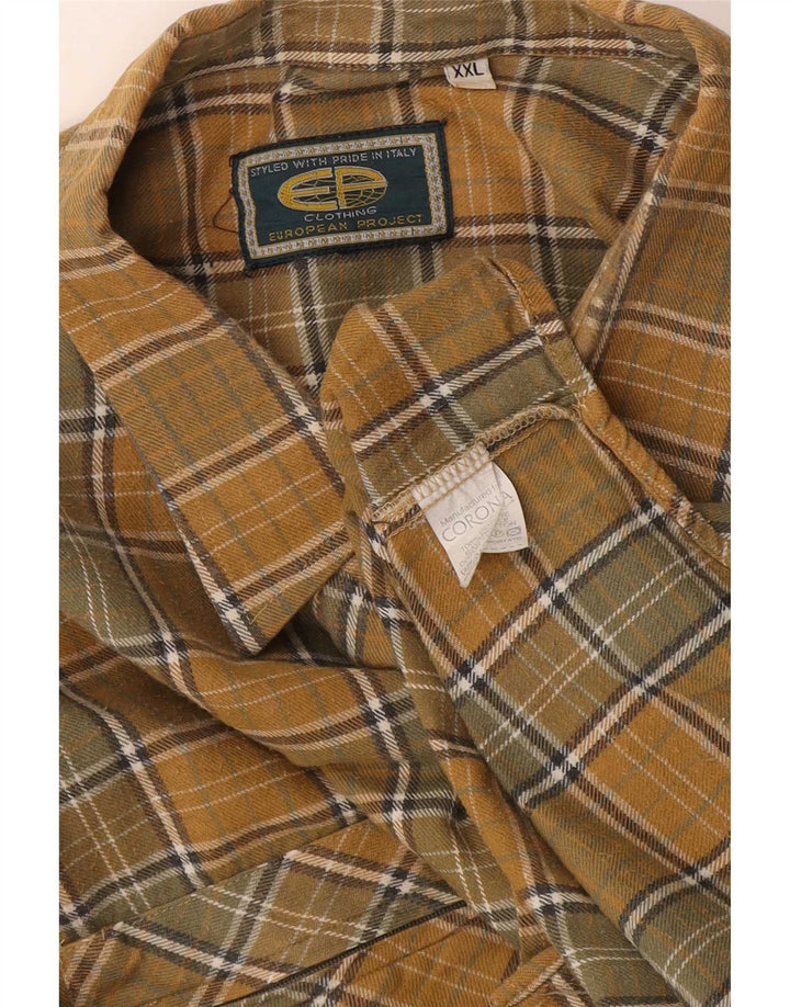 European Project Herren-Flanellhemd 2XL, gelb karierte Baumwolle