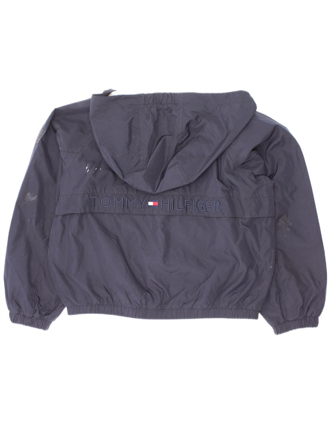 Tommy Hilfiger Jungen-Regenjacke mit grafischer Kapuze, 5–6 Jahre, Marineblau