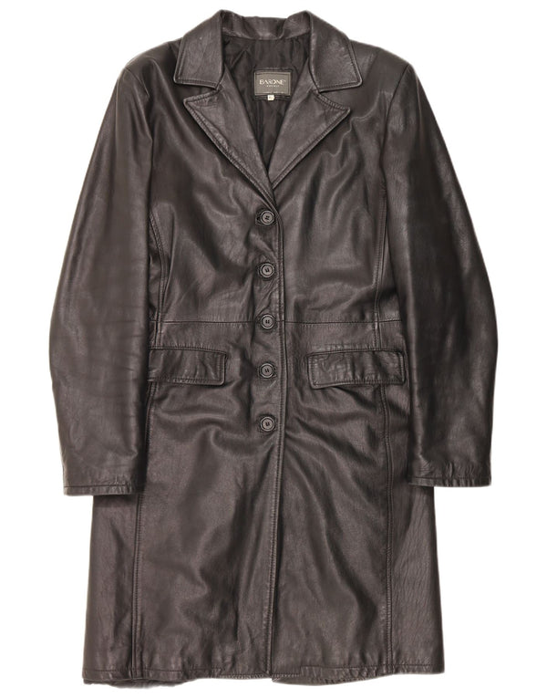 Barone Damen Ledermantel UK 18 XL Schwarzes Leder