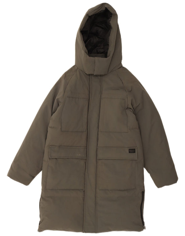 Zara Jungen wattierter Mantel mit Kapuze, 13–14 Jahre, Khaki, Nylon