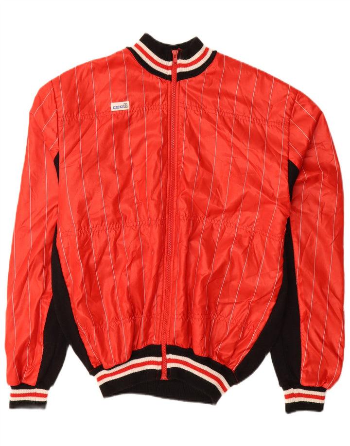 Vintage Herren-Trainingsanzug-Top-Jacke, Mittelrot, Farbblock