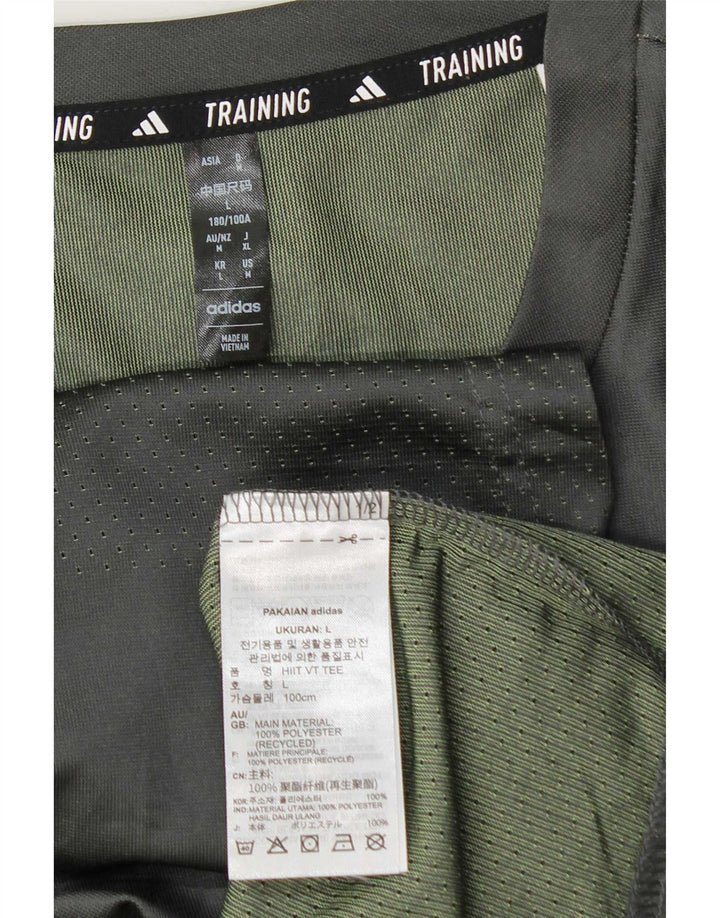 Adidas Herren Aeroready T-Shirt Top Mittelgrau gestreift Polyester