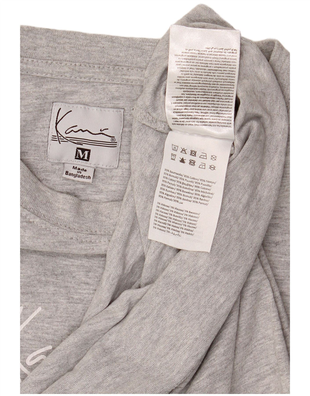 Karl Kani Herren-T-Shirt-Oberteil aus mittelgrau gesprenkelter Baumwolle