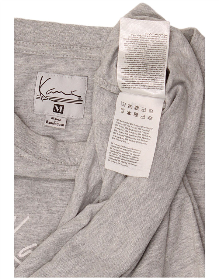 Karl Kani Herren-T-Shirt-Oberteil aus mittelgrau gesprenkelter Baumwolle