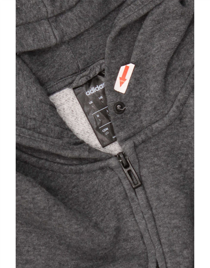 Adidas Herren-Kapuzenpullover mit Reißverschluss, groß, graue Baumwolle