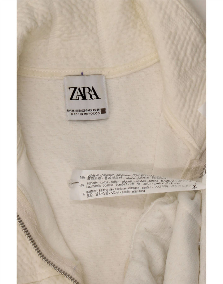 Zara Damen Übergroße Bomberjacke UK 6 XS Weiß Polyester
