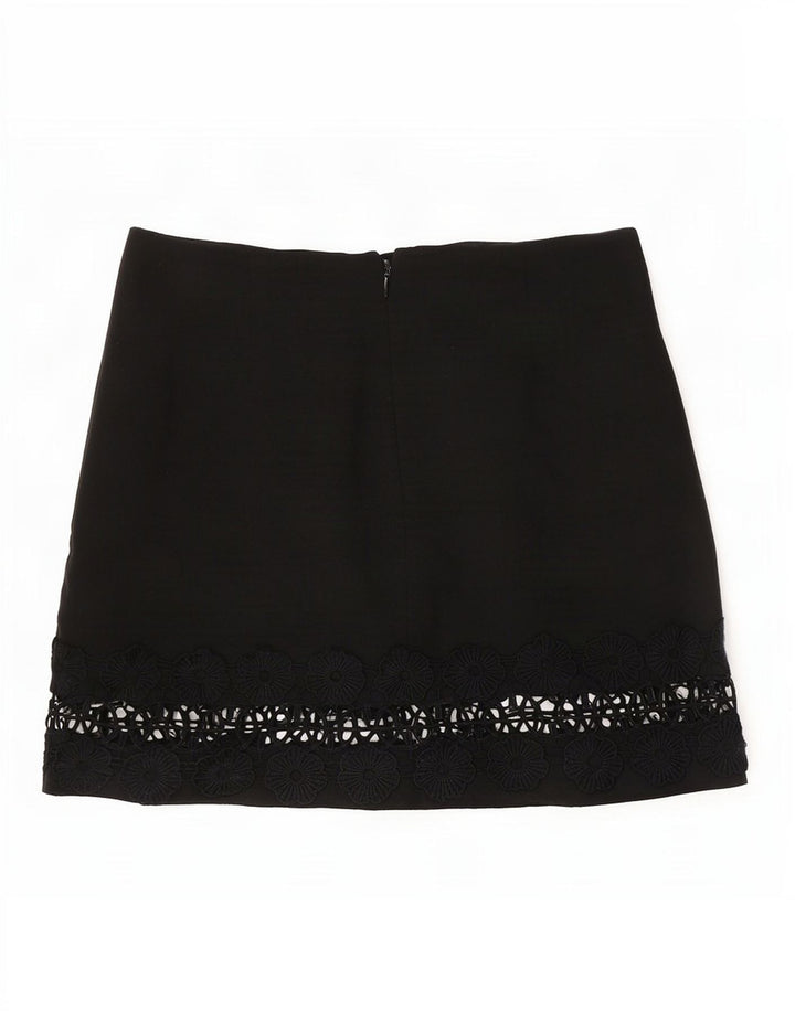 Topshop Damen Minirock UK 12 Medium W30 Schwarz geblümtes Polyester