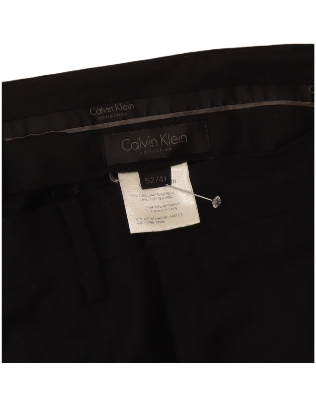 Calvin Klein Herren gerade Anzughose IT 52 XL W36 L34 schwarze Wolle
