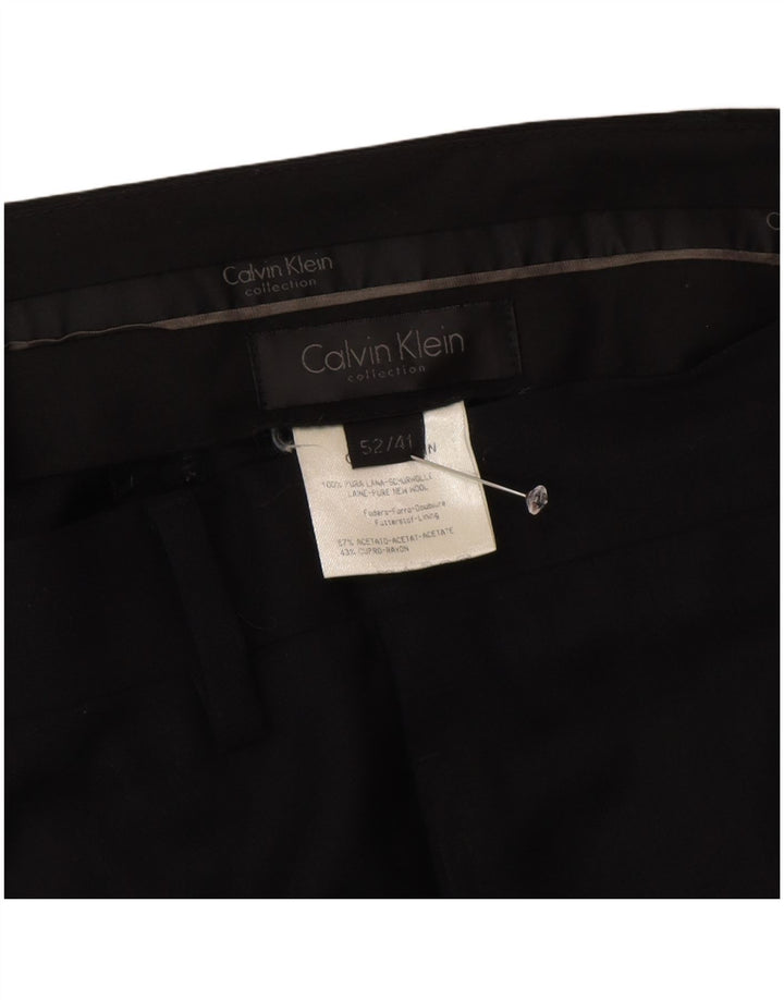 Calvin Klein Herren gerade Anzughose IT 52 XL W36 L34 schwarze Wolle