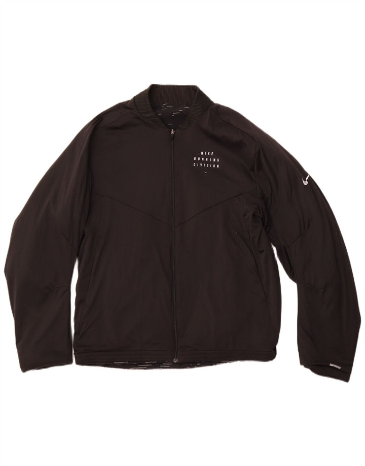 NIKE Herren Therma-Fit Wende-Trainingsanzugoberteil, Mittelschwarz gestreift