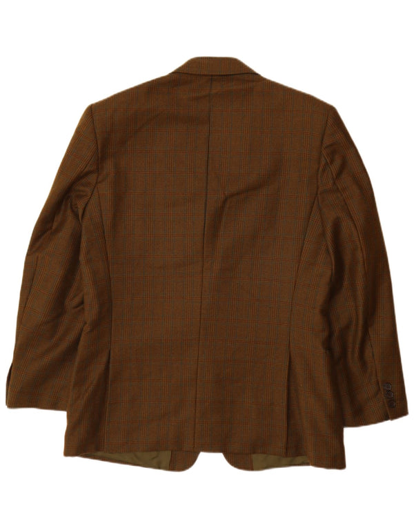 VINTAGE Herren-Blazer mit 2 Knöpfen, UK 38, Mittelbraun mit Hahnentrittmuster