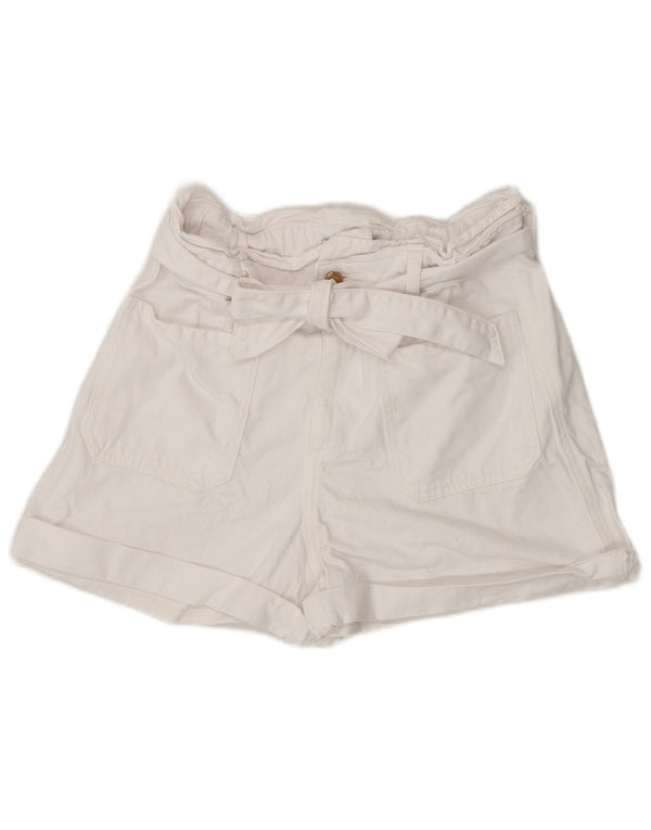 Zara Damen-Freizeitshorts mit hoher Taille, EU 38, Größe S, W28, weiße Baumwolle