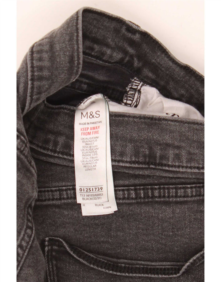 Marks & Spencer Herren Slim Jeans W32 L31 Schwarze Baumwolle
