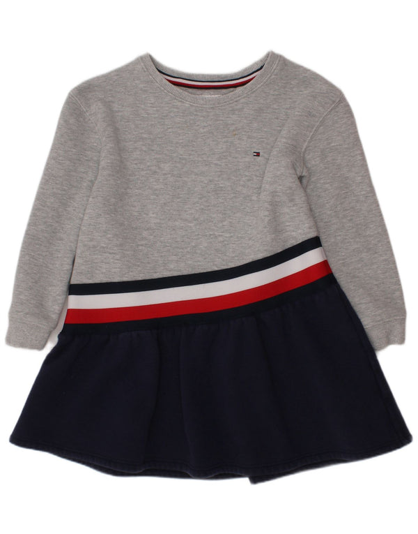 TOMMY HILFIGER Sweatshirt-Pulloverkleid für Mädchen, 5–6 Jahre, Grau, Farbblock