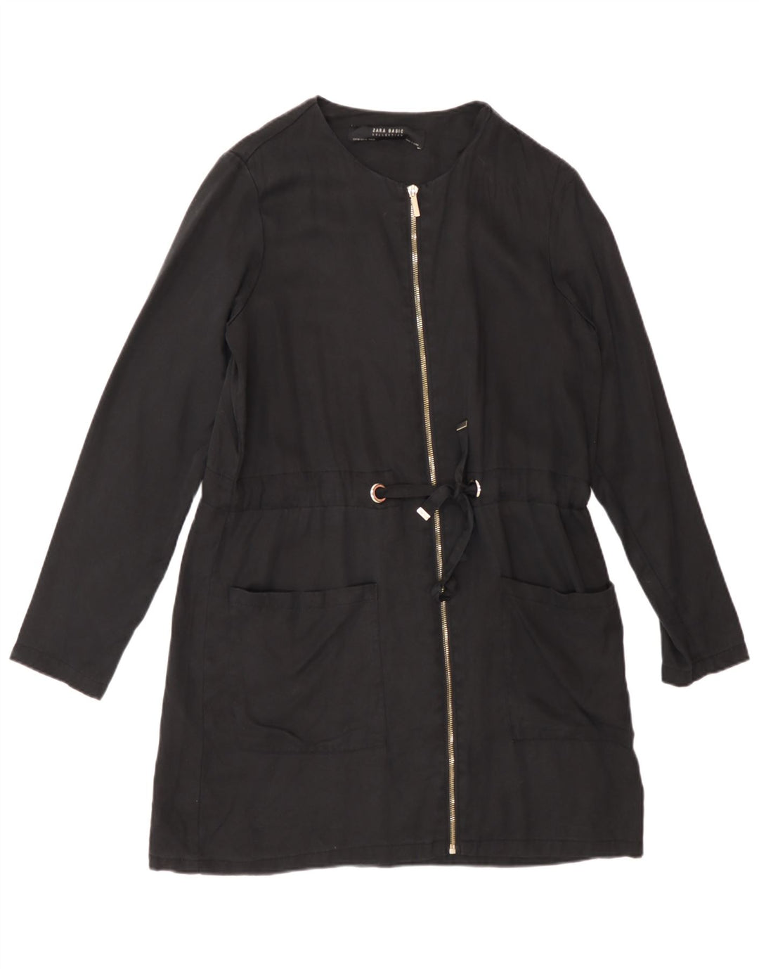 Zara Damen-Blazer mit durchgehendem Reißverschluss, UK 6 XS, schwarzes Lyocell