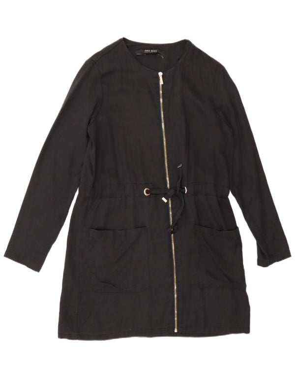 Zara Damen-Blazer mit durchgehendem Reißverschluss, UK 6 XS, schwarzes Lyocell