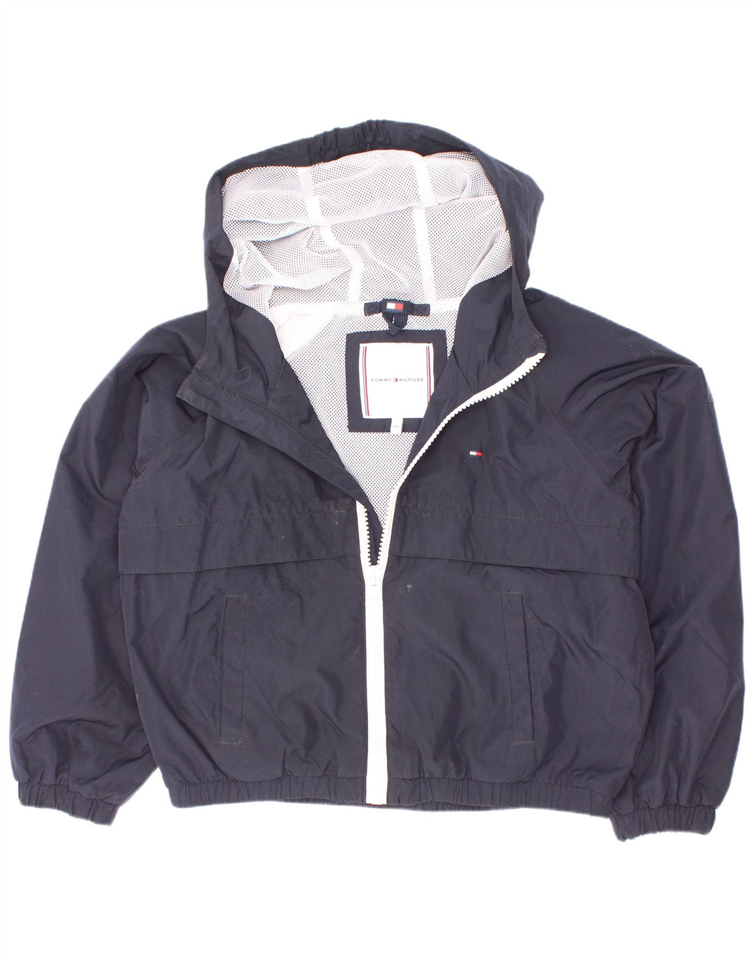 Tommy Hilfiger Jungen-Regenjacke mit grafischer Kapuze, 5–6 Jahre, Marineblau