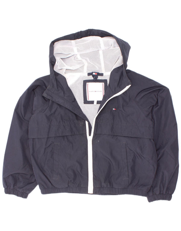 Tommy Hilfiger Jungen-Regenjacke mit grafischer Kapuze, 5–6 Jahre, Marineblau