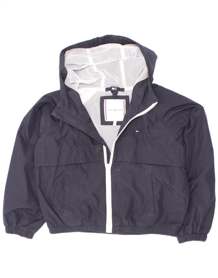 Tommy Hilfiger Jungen-Regenjacke mit grafischer Kapuze, 5–6 Jahre, Marineblau