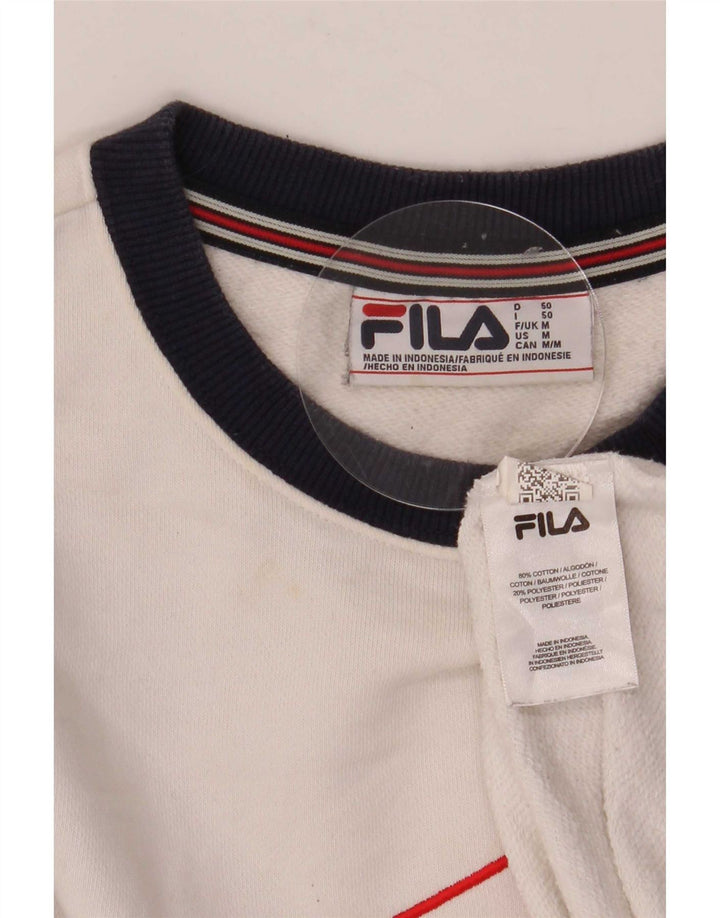 Fila Herren Grafik-Sweatshirt-Pullover aus mittelweißer Colourblock-Baumwolle