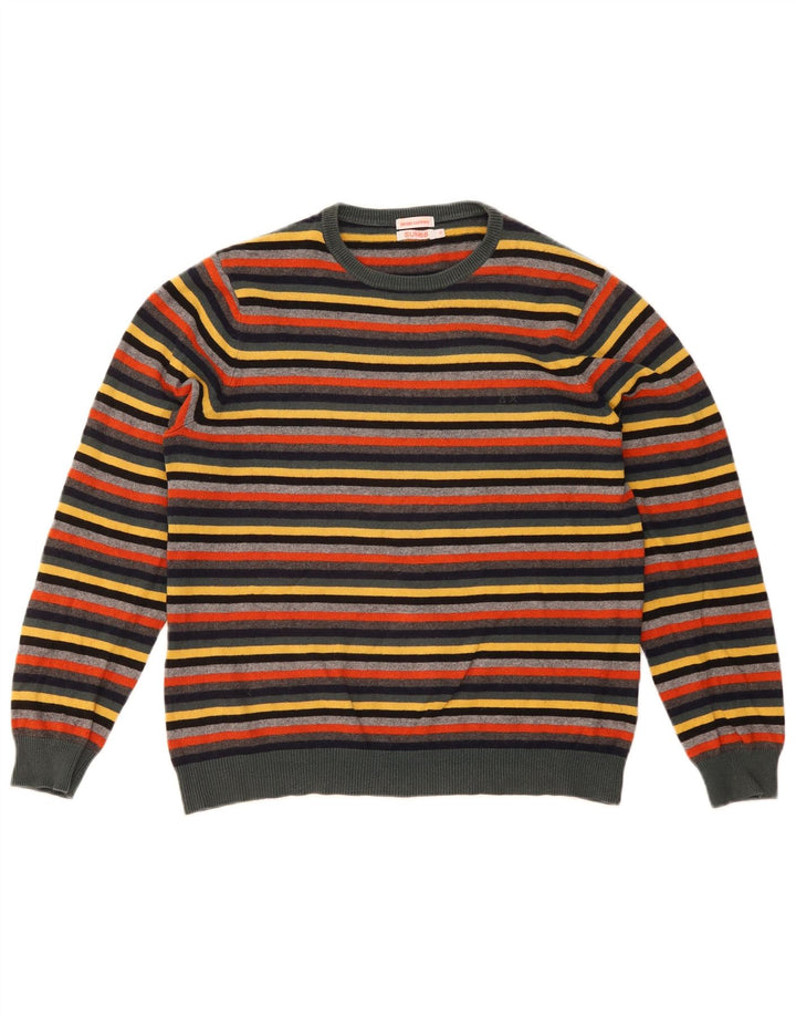 Sun68 Herren-Pullover mit Rundhalsausschnitt, klein, mehrfarbig, gestreift, Baumwolle