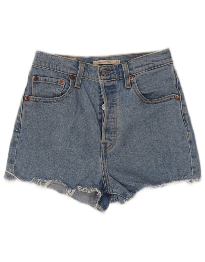 LEVI'S Damen Ribcage Denim-Shorts mit hoher Taille, W26, Größe S, Blau, Baumwolle
