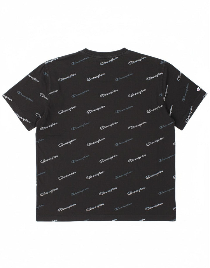 CHAMPION Mens Graphic T-Shirt Top Large Black Cotton