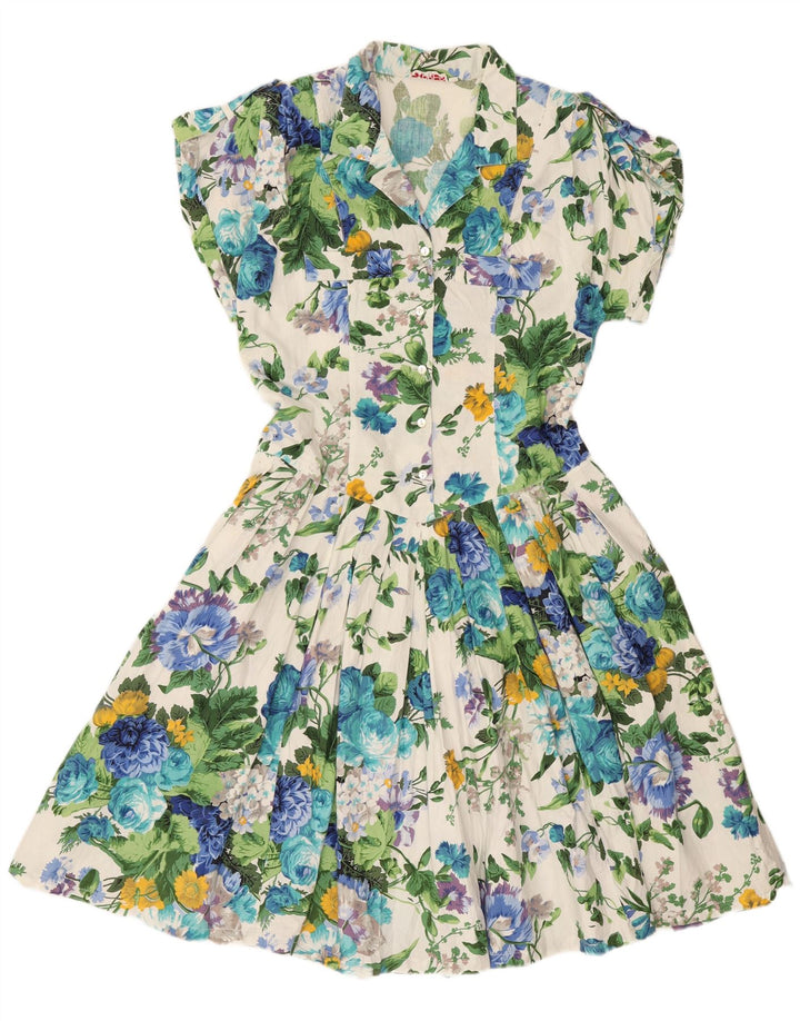 Express Damen-A-Linien-Kleid, Gr. 44, groß, weiß, geblümt