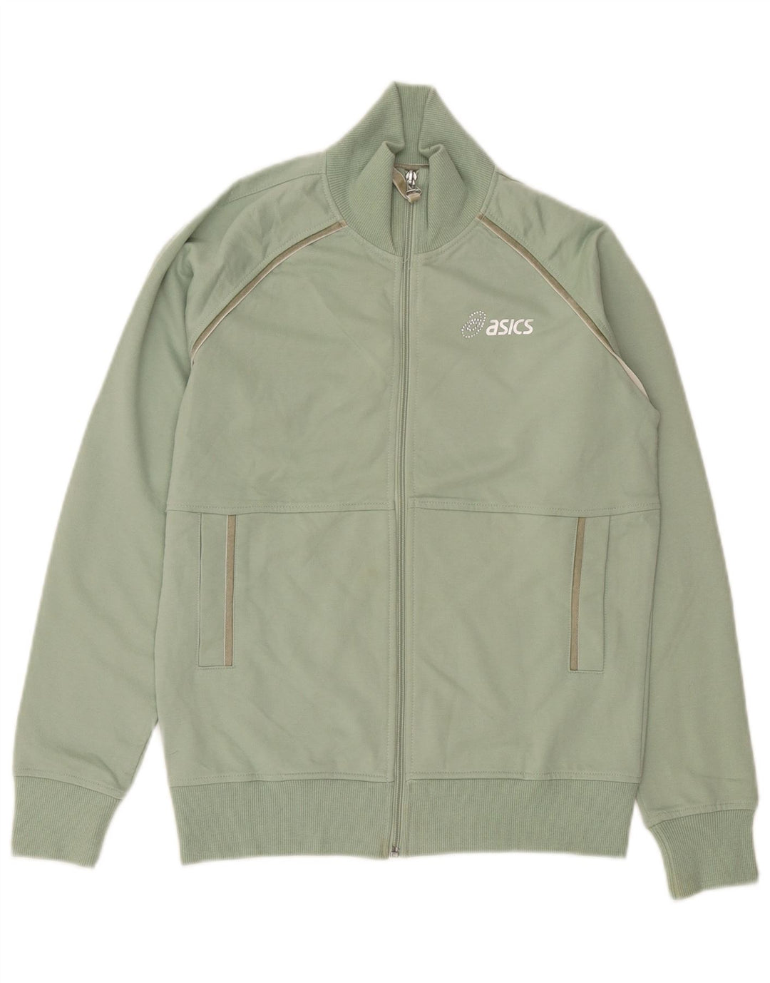 Asics Damen-Trainingsanzug-Top-Jacke, UK 14, mittelgrüne Baumwolle