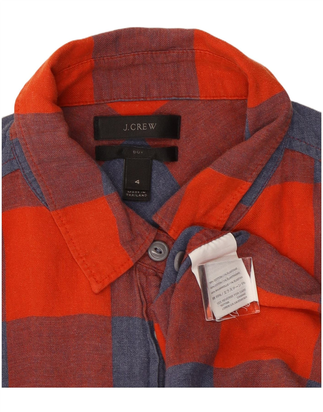 J. Crew Damen-Flanellhemd, US 4, klein, rot kariert, Baumwolle