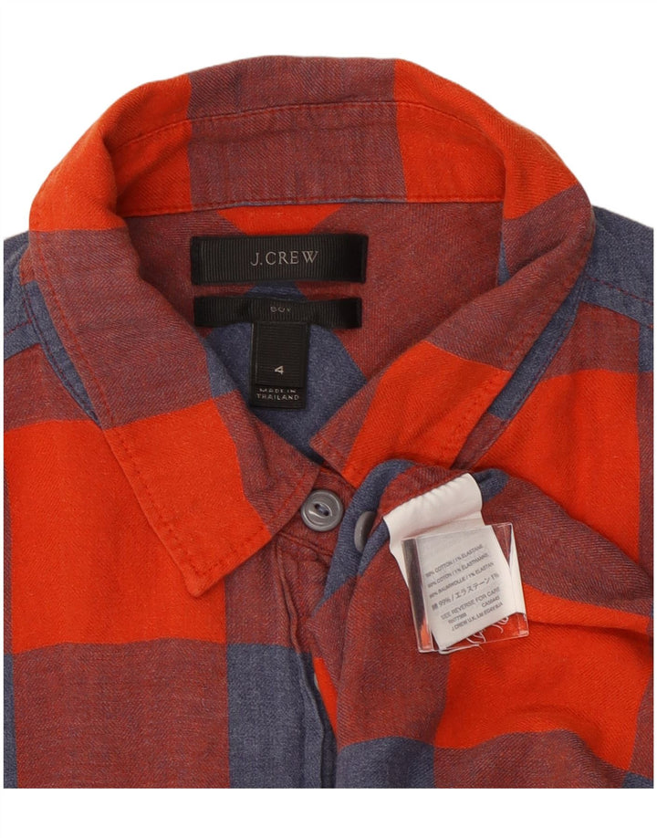 J. Crew Damen-Flanellhemd, US 4, klein, rot kariert, Baumwolle