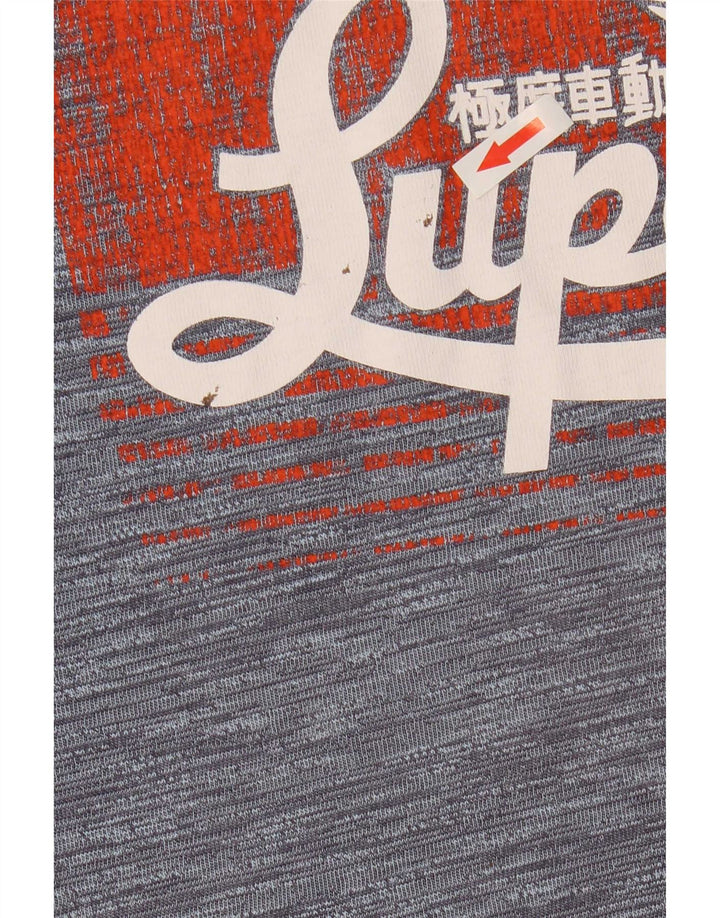 Superdry Herren Grafik-T-Shirt-Oberteil, großes grau meliertes Polyester