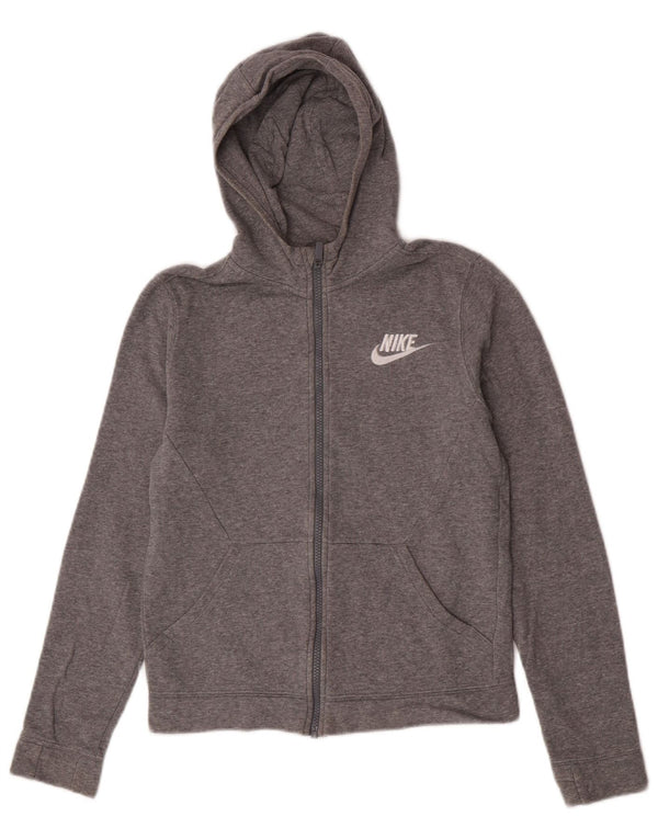 Nike Jungen-Kapuzenpullover mit Reißverschluss, 12–13 Jahre, groß, graue Baumwolle