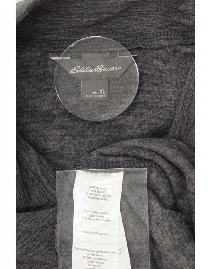 EDDIE BAUER Mens Zip Neck Jumper Sweater XL Grey Flecked Polyester Vintage Eddie Bauer and Second-Hand Eddie Bauer from Messina Hembry 