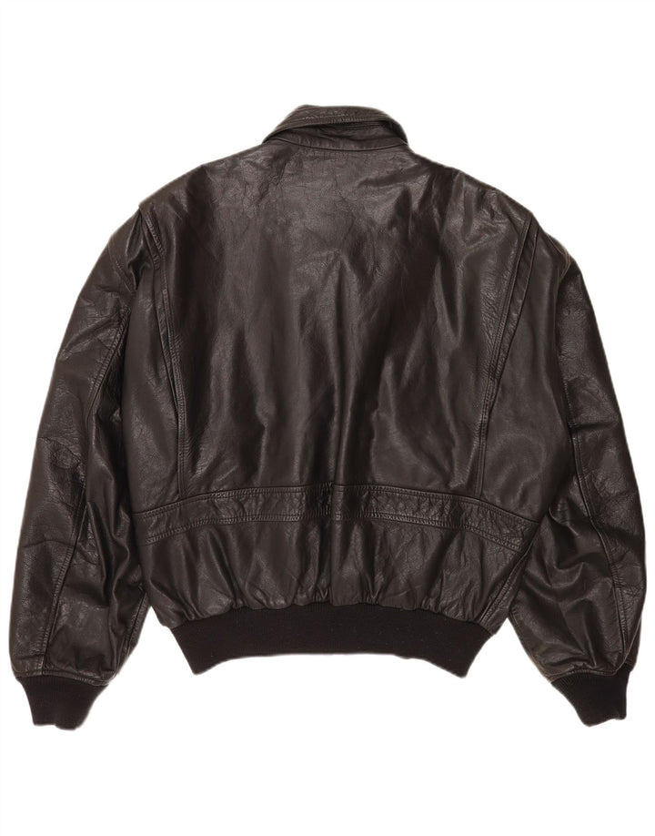 Vintage Herren Leder Militärjacke UK 40 Large Schwarz