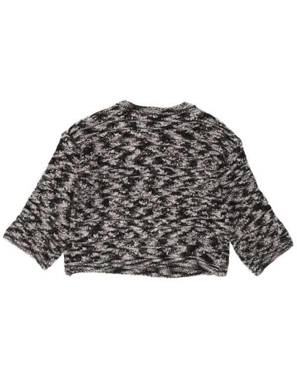 Zara Damen-Pullover mit 3/4-Ärmeln und U-Boot-Ausschnitt, Gr. 14, Mittelschwarz, Batikfärbung