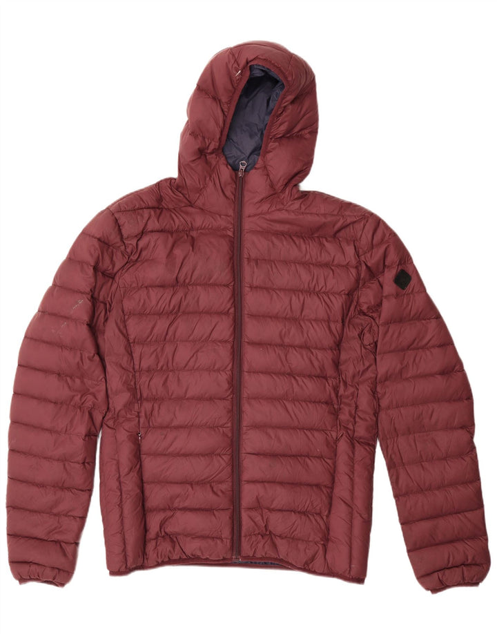 Schott Herren-Jacke mit Kapuze, gepolstert, Gr. 40, groß, burgunderrotes Nylon