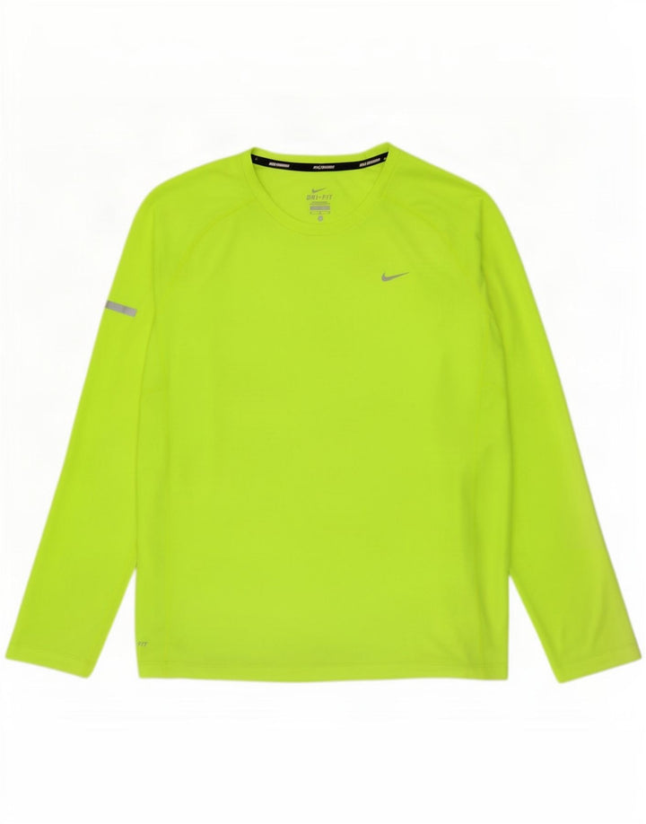 Nike Herren Dri Fit Top Langarm Großes grünes Polyester