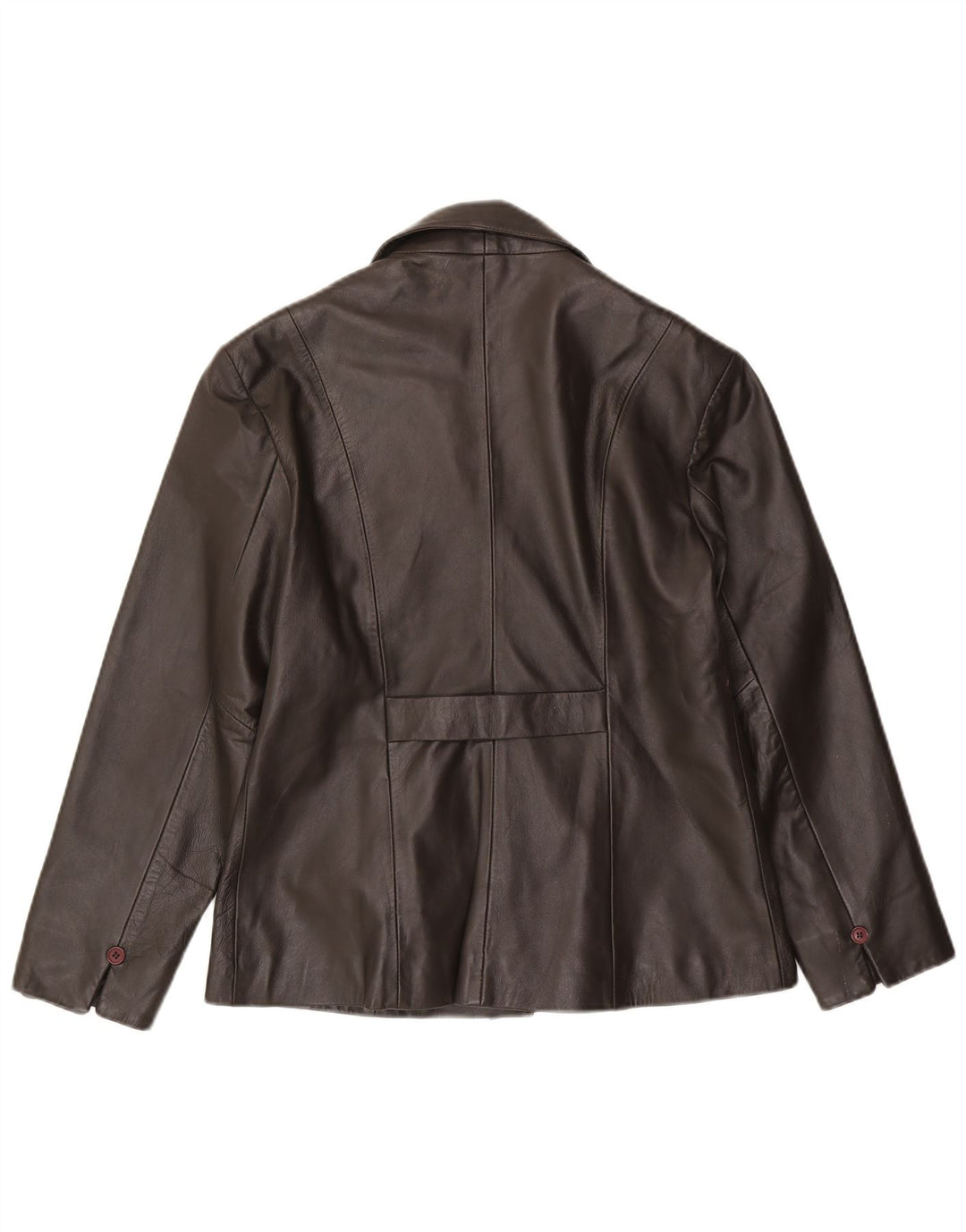 Fionte Damen-Blazerjacke aus Leder mit 4 Knöpfen, UK 16, großes braunes Leder