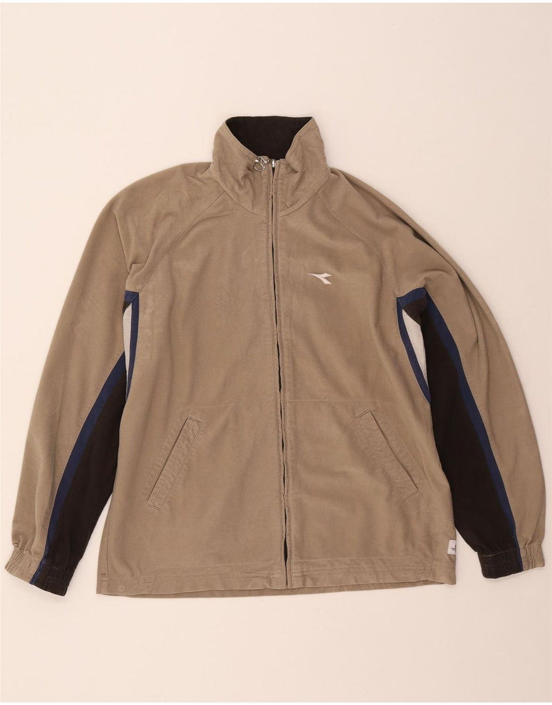 Diadora Herren-Trainingsanzug-Oberteil, Jacke, UK 38, Mittelbeige, Farbblock-Polyester