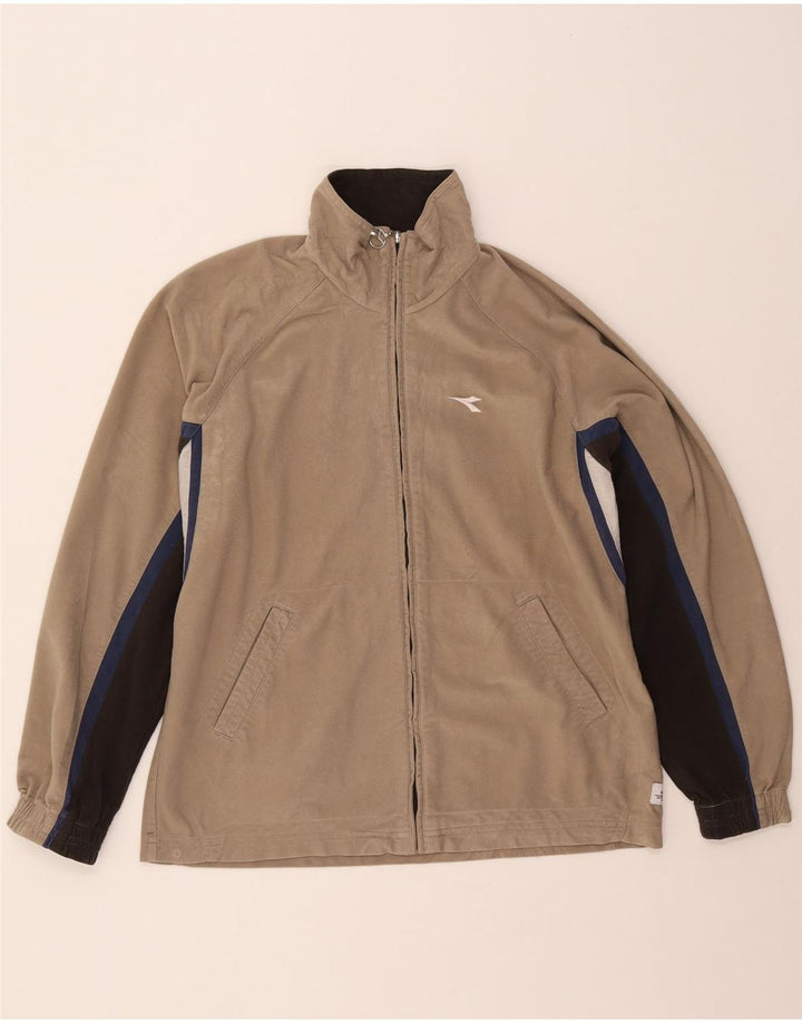 Diadora Herren-Trainingsanzug-Oberteil, Jacke, UK 38, Mittelbeige, Farbblock-Polyester