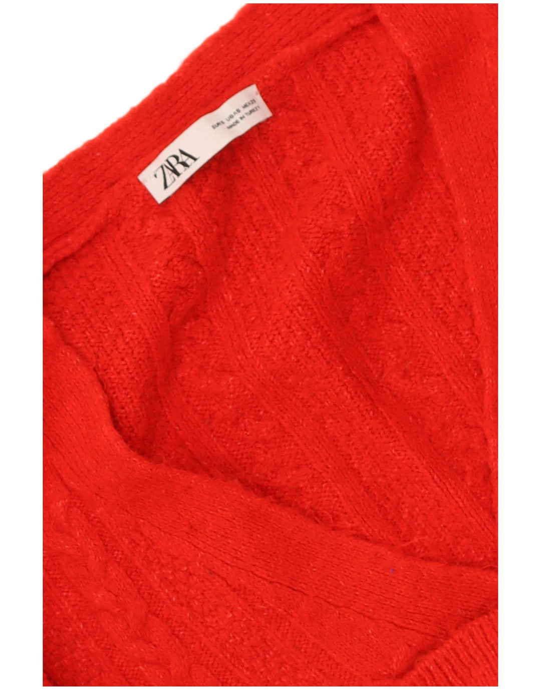 Zara Damen Crop Oversized Cardigan Pullover UK 10 Small Rot