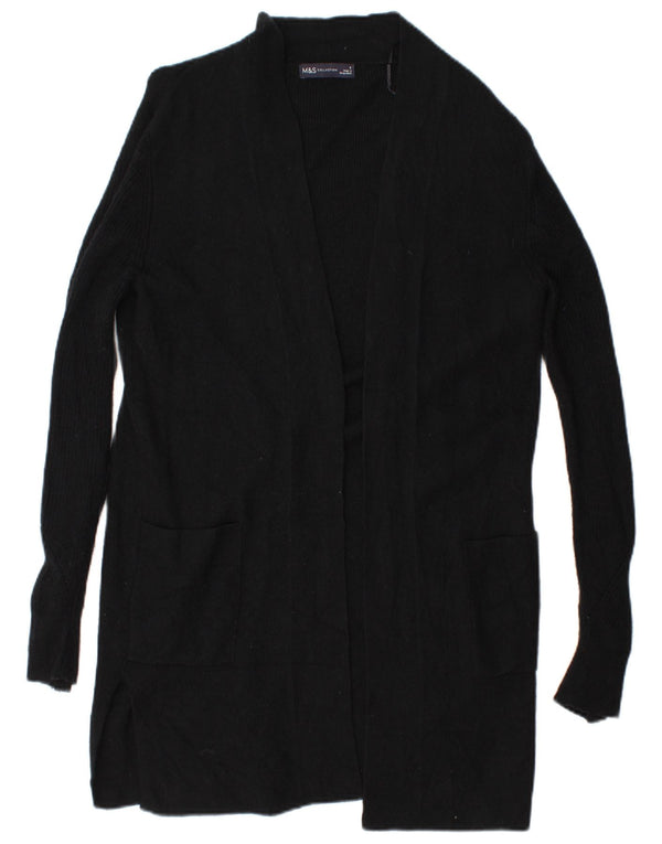 Marks & Spencer Damen Longline Open Cardigan Pullover UK 8 Small Schwarz