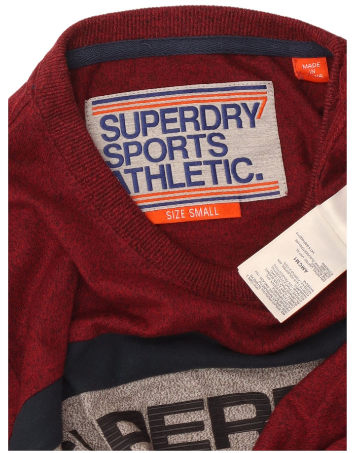 SUPERDRY Herren-Oberteil mit Grafik, langärmelig, klein, kastanienbraun, gesprenkelte Baumwolle
