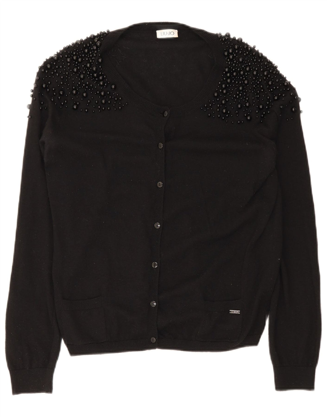 Liu Jo Damen-Cardigan-Pullover UK 14 Mittelschwarz gefleckt