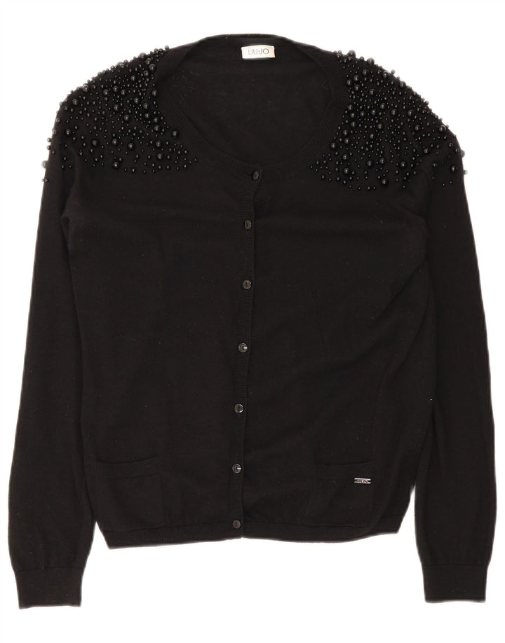 Liu Jo Damen-Cardigan-Pullover UK 14 Mittelschwarz gefleckt