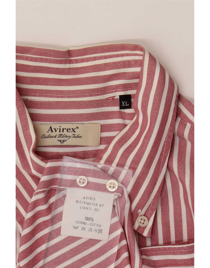 Avirex Herrenhemd XL, rote Nadelstreifen-Baumwolle