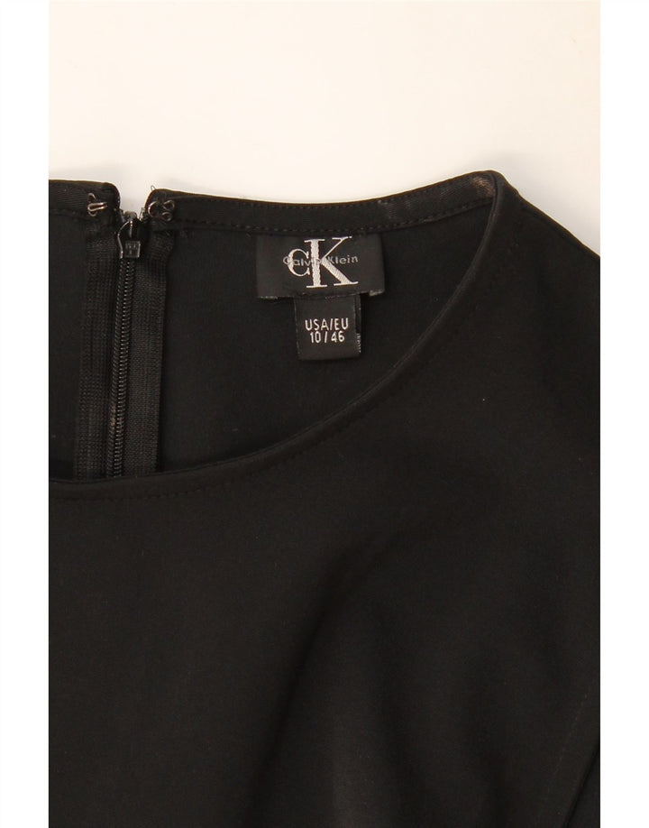 CALVIN KLEIN Damen Ärmelloses Etuikleid US 10 Large Schwarz