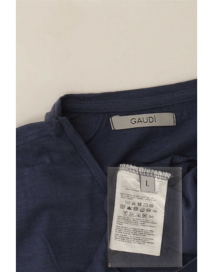 Gaudi Herren-T-Shirt mit Grafik, groß, marineblau, Baumwolle